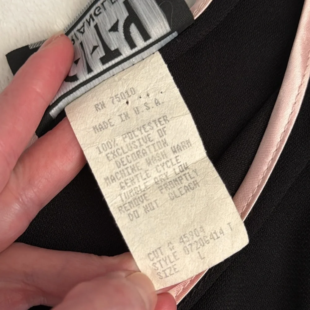 {VTG} City Triangles | Y2K Babydoll Midi Dress Black Made in USA (L Fits S/M) - Picture 8 of 14